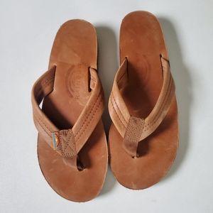 Rainbow Flip Flop Double Layer Arch Support Classic Leather with 1" Strap